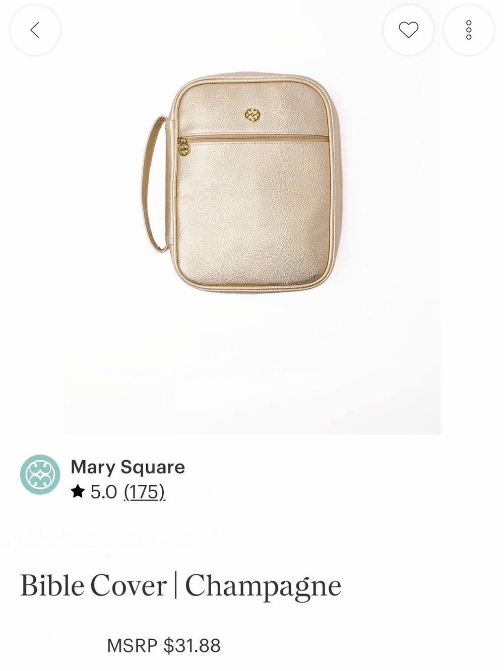 Mary Square Champagne Bible Cover